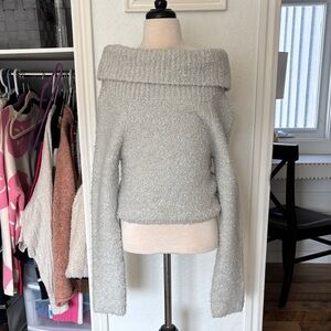 Urban Outfitters Off-Shoulder Light Gray Sweater